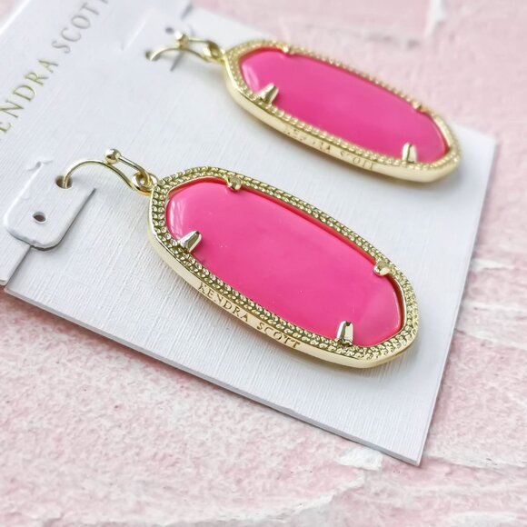 Kendra Scott Elle Magenta Magnesite Gold Earrings - Picture 2 of 3